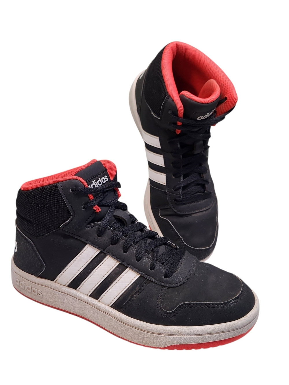Adidas Little Boys Hoops 2.0 Mid Top Black Red Casual Sneakers Kids Size 6